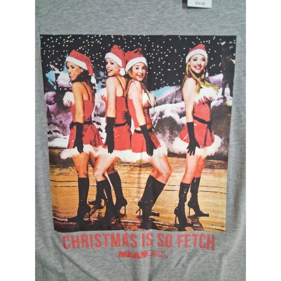 NWT Mean Girls T-Shirt Christmas Retro Graphic Casual Y2K Size Large Gray - Picture 2 of 5